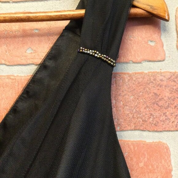 Vtg 90s Babydoll Whimsigoth Dress Robbie Bee Sleeveless Beaded Sequin 16W Black - Picture 5 of 11